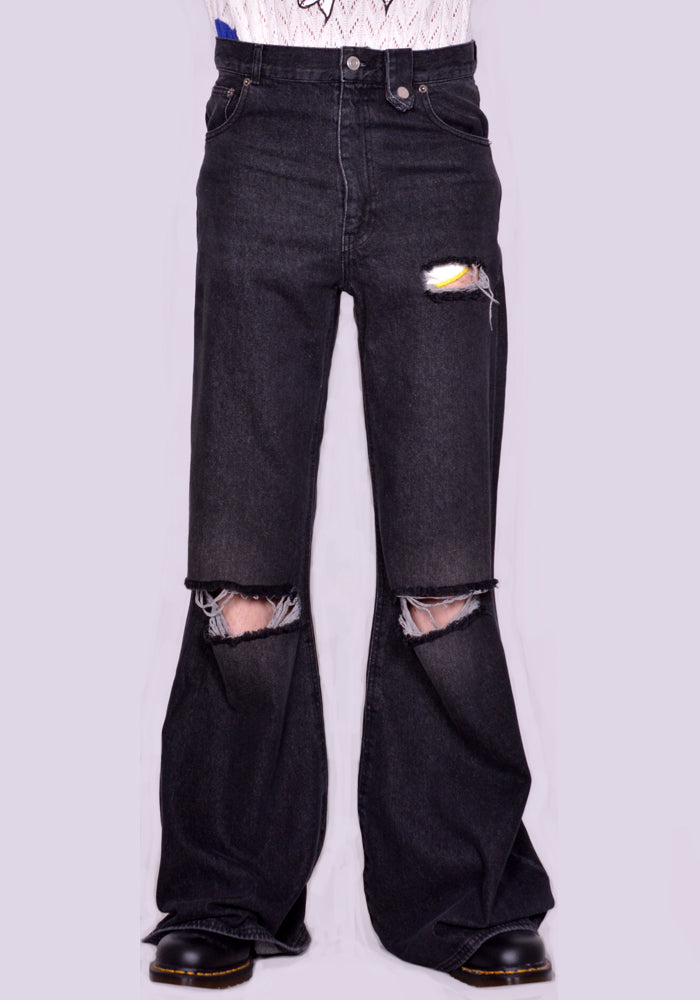 egonlab BLACK DENIM PANTS エゴンラボ フレアデニム