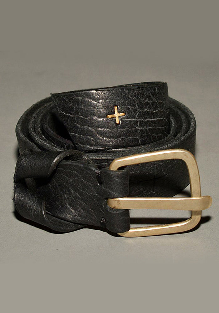 m.a+ by Maurizio Amadei CROSS CUTS WIDE LEATHER BELT BLACK