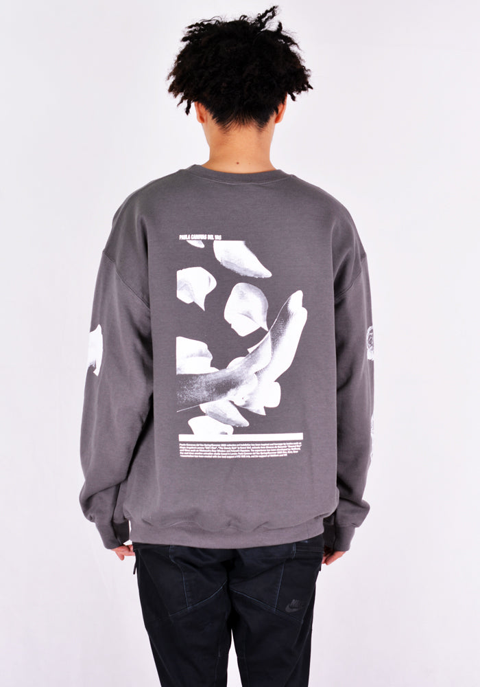 PAULA CANOVAS DEL VAS AJ003 LONG SLEEVE PRINTED SWEAT SHIRT GREY