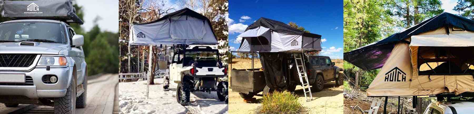 Collage of vehicles with Hutch tents