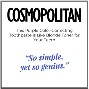 Cosmopolitan magazine review of POPWHITE teeth whitening purple toothpaste