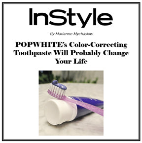 InStyle magazine review of POPWHITE teeth whitening purple toothpaste