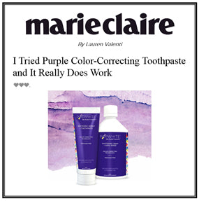 Marie Claire magazine review of POPWHITE teeth whitening purple toothpaste