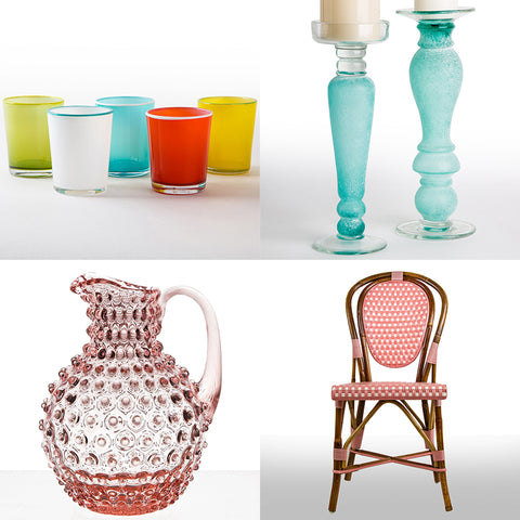 pink and turquoise diningwares