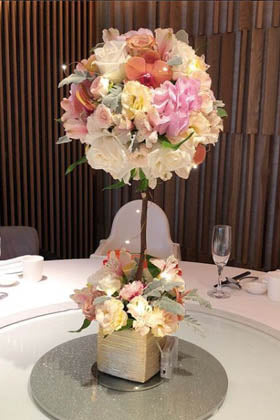 wedding arch bridal bouquet rustic bespoke roses hydrangea red pink pastel elegant