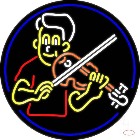 Boy Playing Violin Real Neon Glass Tube Neon Sign