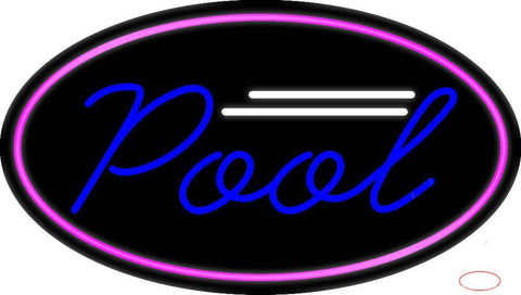 Blue Pool Oval With Pink Border Real Neon Glass Tube Neon Sign