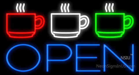 Three Cup Open Neon Sign