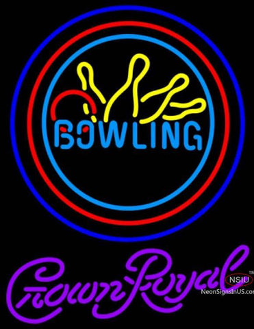 Crown Royal Bowling Neon Yellow Blue Neon Sign