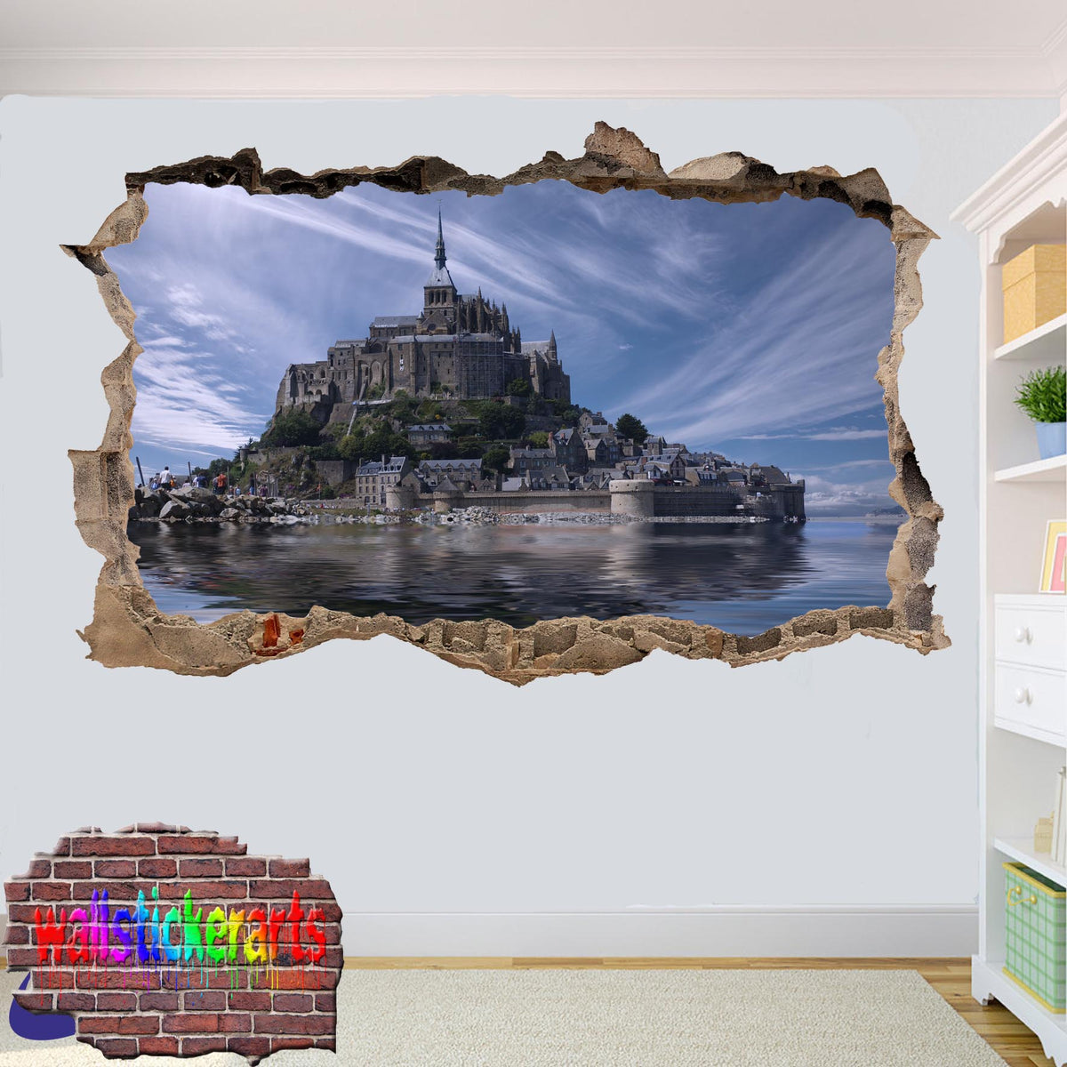 S665  Mont Saint-Michel Normanday Smashed Wall Decal 3D Art Stickers Vinyl Room