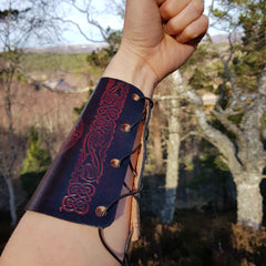 Large red Celtic wrist cuff ties