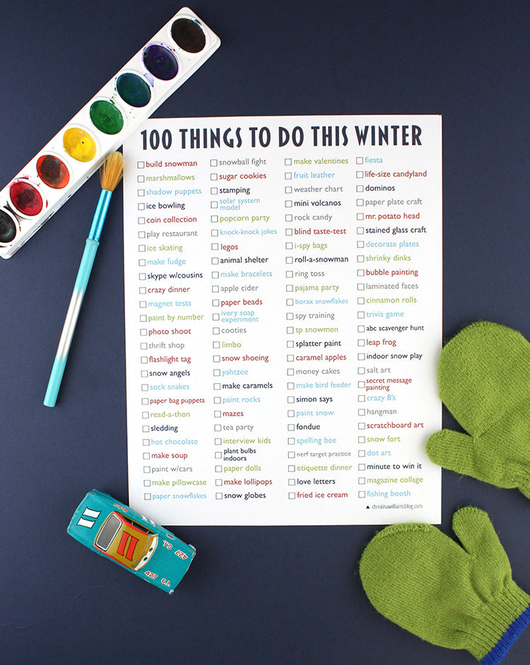 Free printable winter activity list for kids