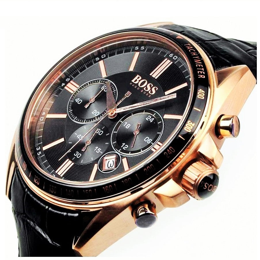 black and gold boss watch