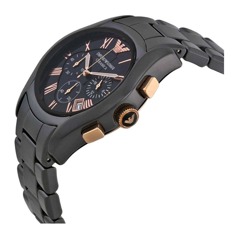 armani ar1410 black & rose gold ceramic mens watch