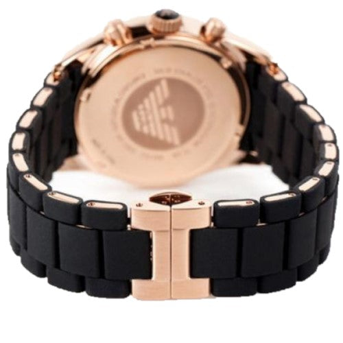 emporio armani watch black and rose gold