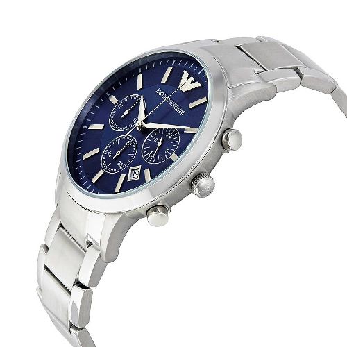 men's blue dial stainless steel chronograph emporio armani watch ar2448