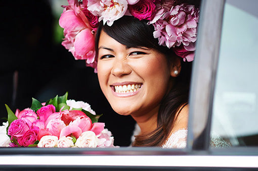 Bride with Floral Crown Wedding Flowers 