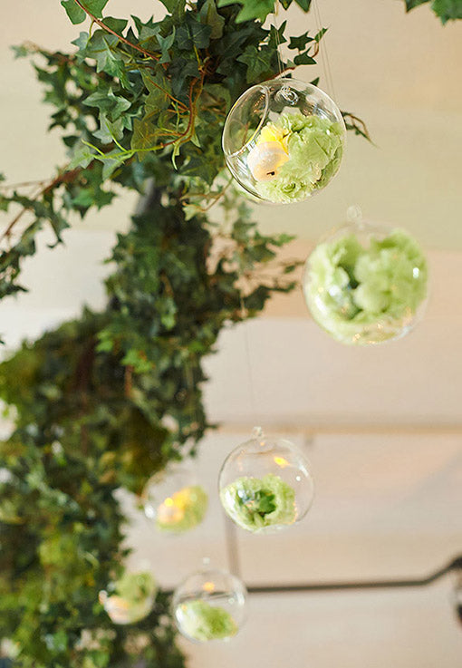 Hanging green wedding flowers