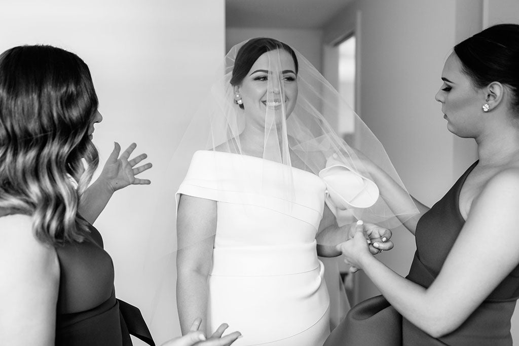 Bride getting ready at wedding