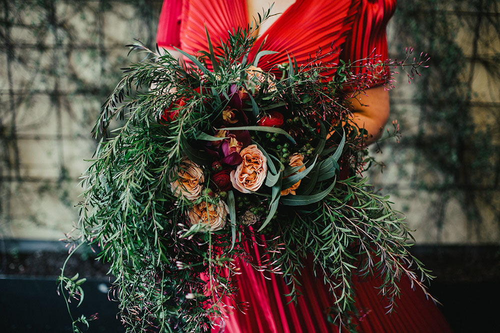 Bridal Bouquet being held by bride at wedding