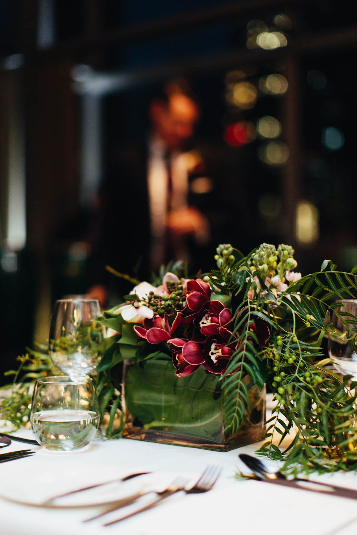 Wedding flowers on table setting