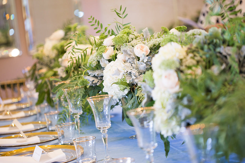 Bridal table wedding flowers