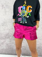 Disco Shorts In Hot Pink Metallic