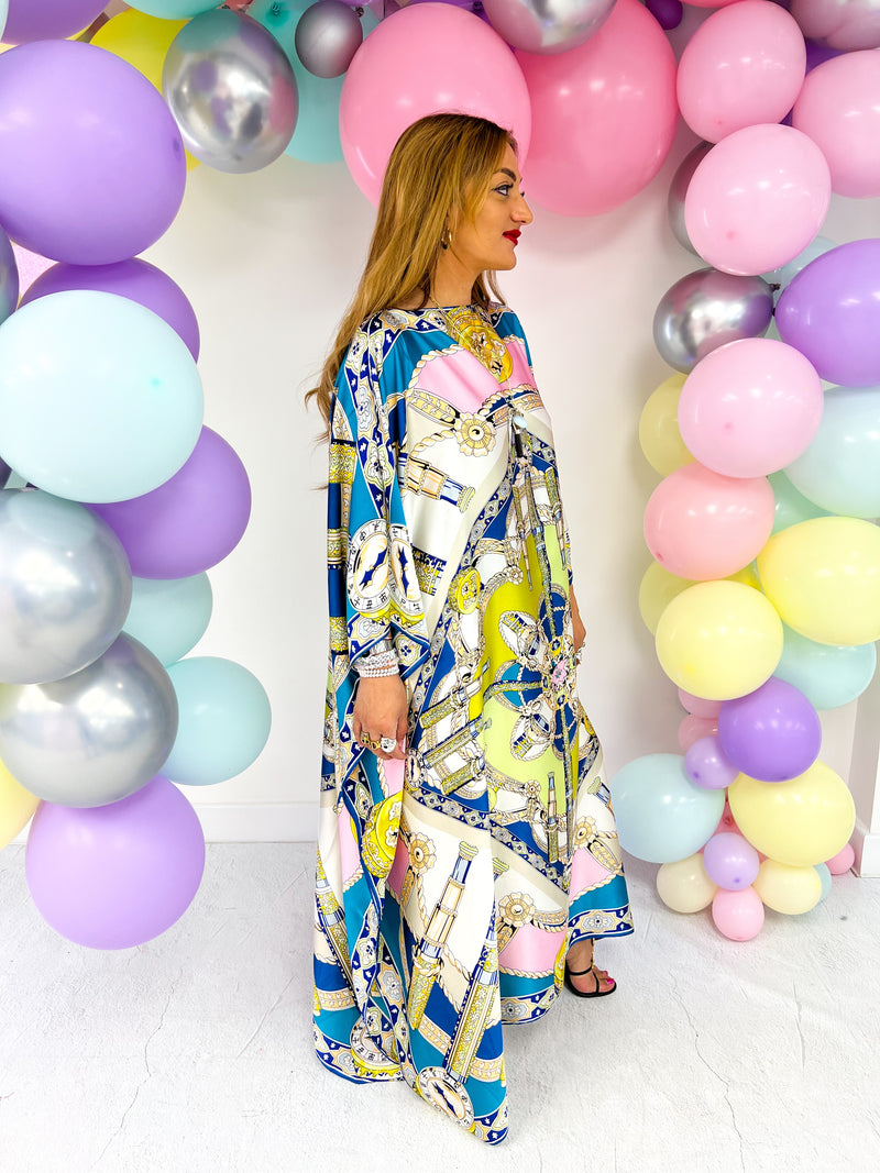 The Margot Scattered Chain Print Kimono In Pastel Mix