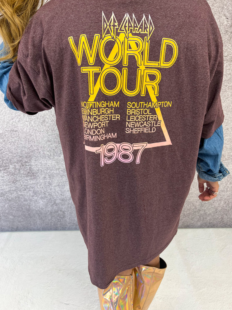 Def Leppard Hysteria World Tour Tee In Brown