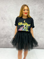 Tiered Tulle Mini Skirt In Black