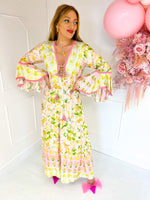 The Amalfi Metallic Pastel Floral Maxi Dress