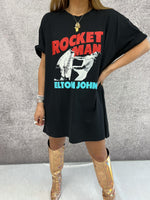 Elton John 'Rocket Man Piano' T-Shirt In Black