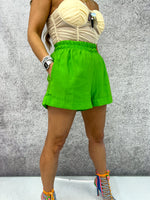 High Waisted Floaty Shorts In Bright Green