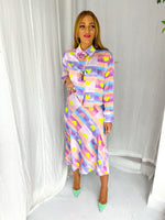 Satin Style Shirt In Pastel Heart Print