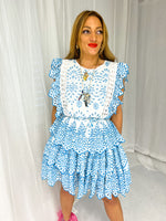 The Portofino Broderie Anglaise Mini Dress In Blue