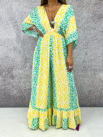 The Valentina Jumpsuit In Yellow/Green Leopard Print