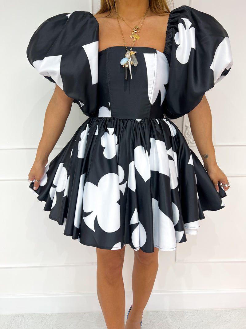 'Wonderland' Reversible Corset Mini Dress In Black/White