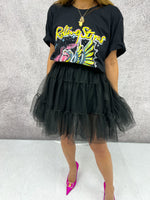 Tiered Tulle Mini Skirt In Black
