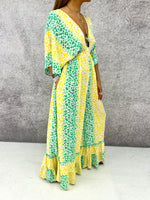 The Valentina Jumpsuit In Yellow/Green Leopard Print