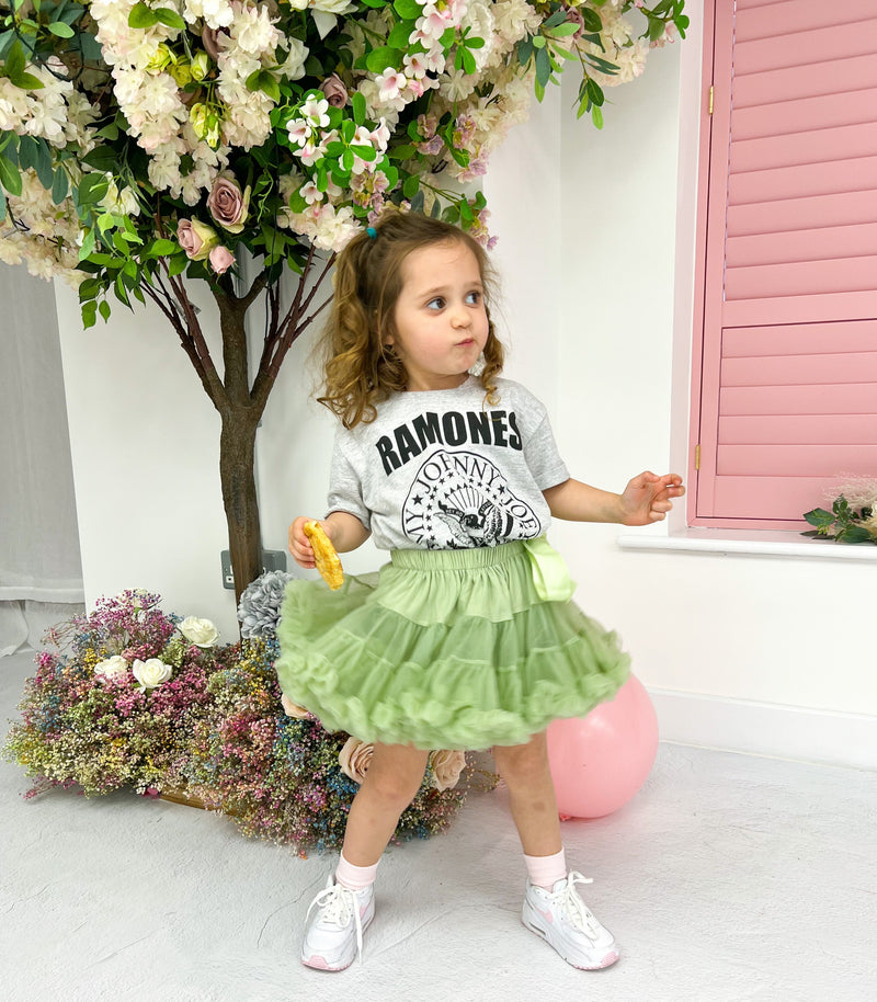 Kids Mini Tutu Skirt In Dusty Green