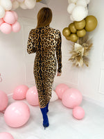 Bodycon Split Side Midi Dress In Leopard Print