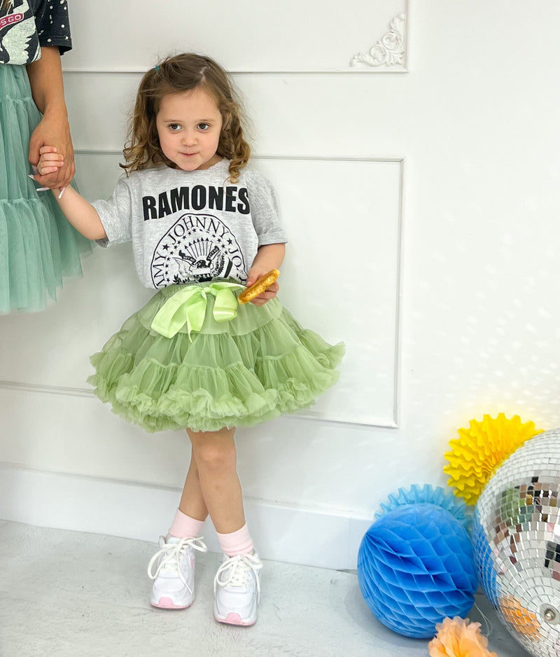 Kids Mini Tutu Skirt In Dusty Green