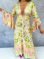 The Amalfi Metallic Pastel Floral Maxi Dress