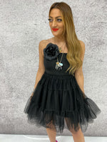 Tiered Tulle Mini Skirt In Black