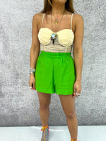 High Waisted Floaty Shorts In Bright Green