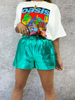 Disco Shorts In Metallic Green Foil