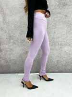 Stretch Lycra Basic Leggings In Lilac