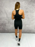 Racer Style Short Unitard In Black