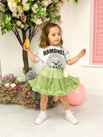 Kids Mini Tutu Skirt In Dusty Green