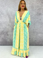 The Valentina Jumpsuit In Yellow/Green Leopard Print